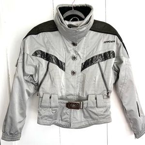 Spyder Picabo Street Belted Cropped Ski Jacket Silver Thinsulate Y2K - 8